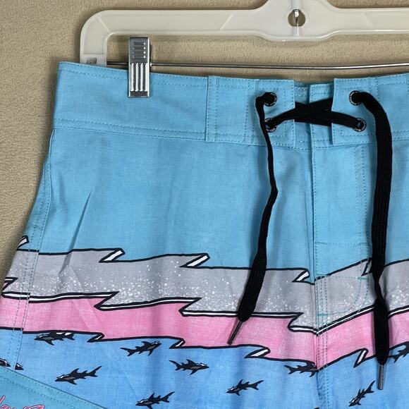 Maui and Sons Board Short Mens 32 Blue 4 Way Stretch Drawstring Waist Linerless - Picture 2 of 13